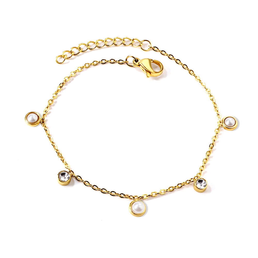 ZANORA - 3 Round White Half Pearls Bracelet