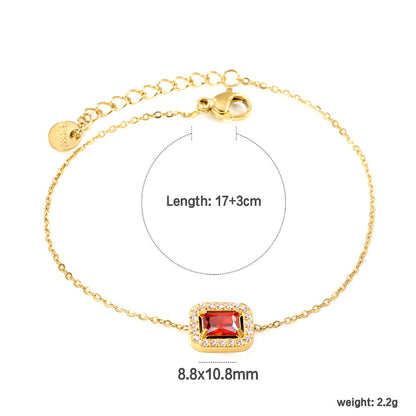 ZANORA - Rectangle Red Zirconia Stone Bracelet