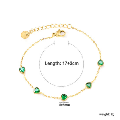 ZANORA - Heart Shaped Emerald Zirconia Bracelet