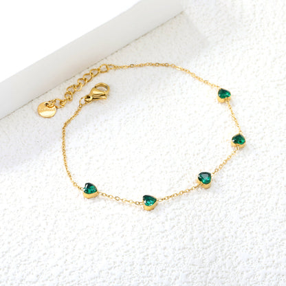 ZANORA - Heart Shaped Emerald Zirconia Bracelet
