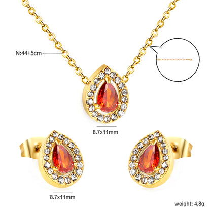 ZANORA - Teardrop Garnet Red Zirconia Stone Jewelry Set