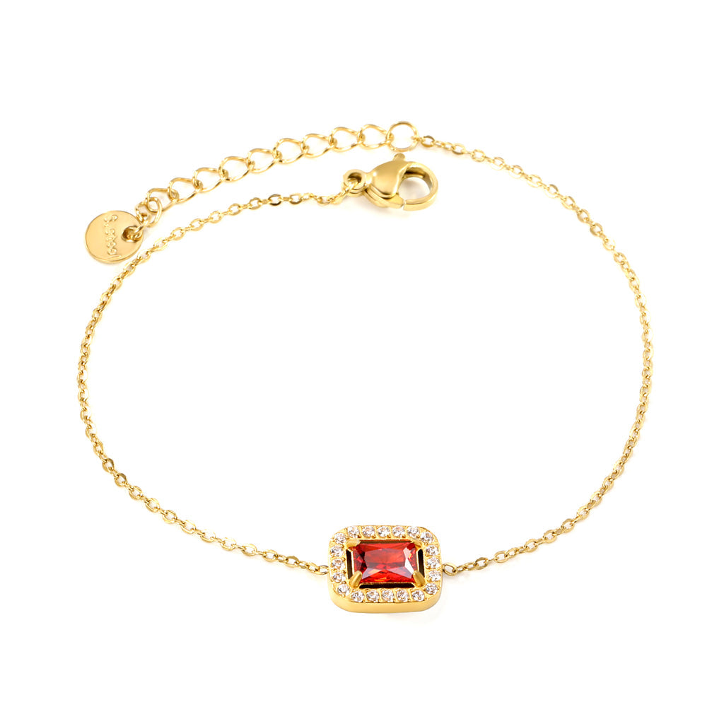 ZANORA - Rectangle Red Zirconia Stone Bracelet