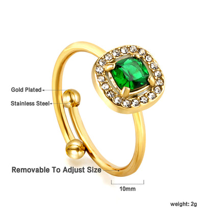 ZANORA - Square Green Diamond Ring