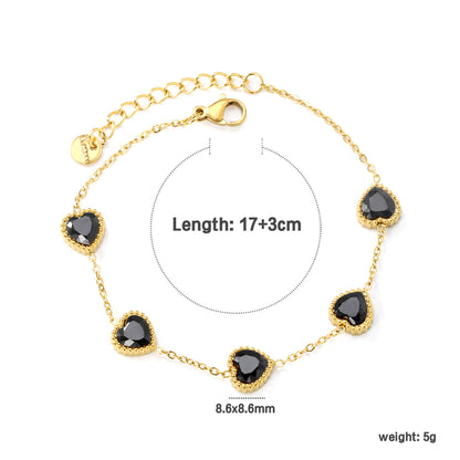 ZANORA - Black Zirconia Heart Bracelet