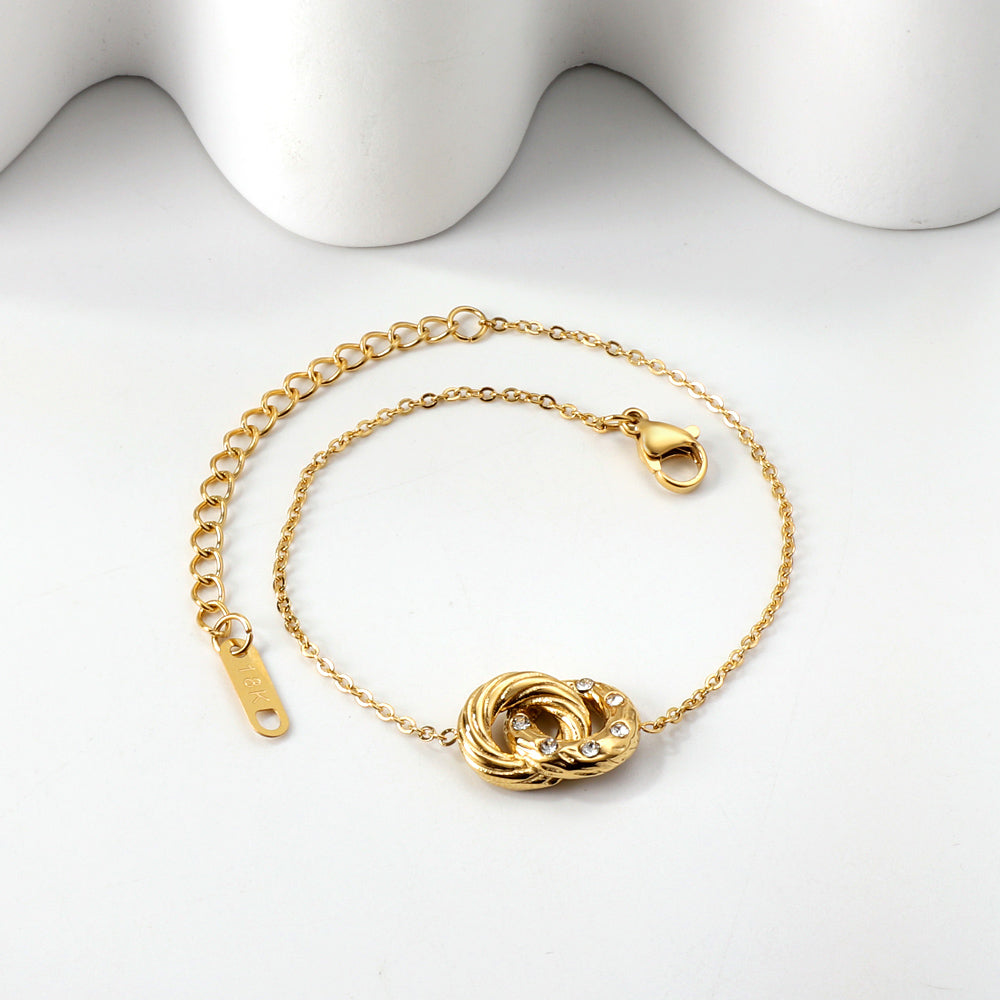 ZANORA- Double circle diamond pendant bracelet