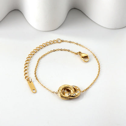 ZANORA- Double circle diamond pendant bracelet