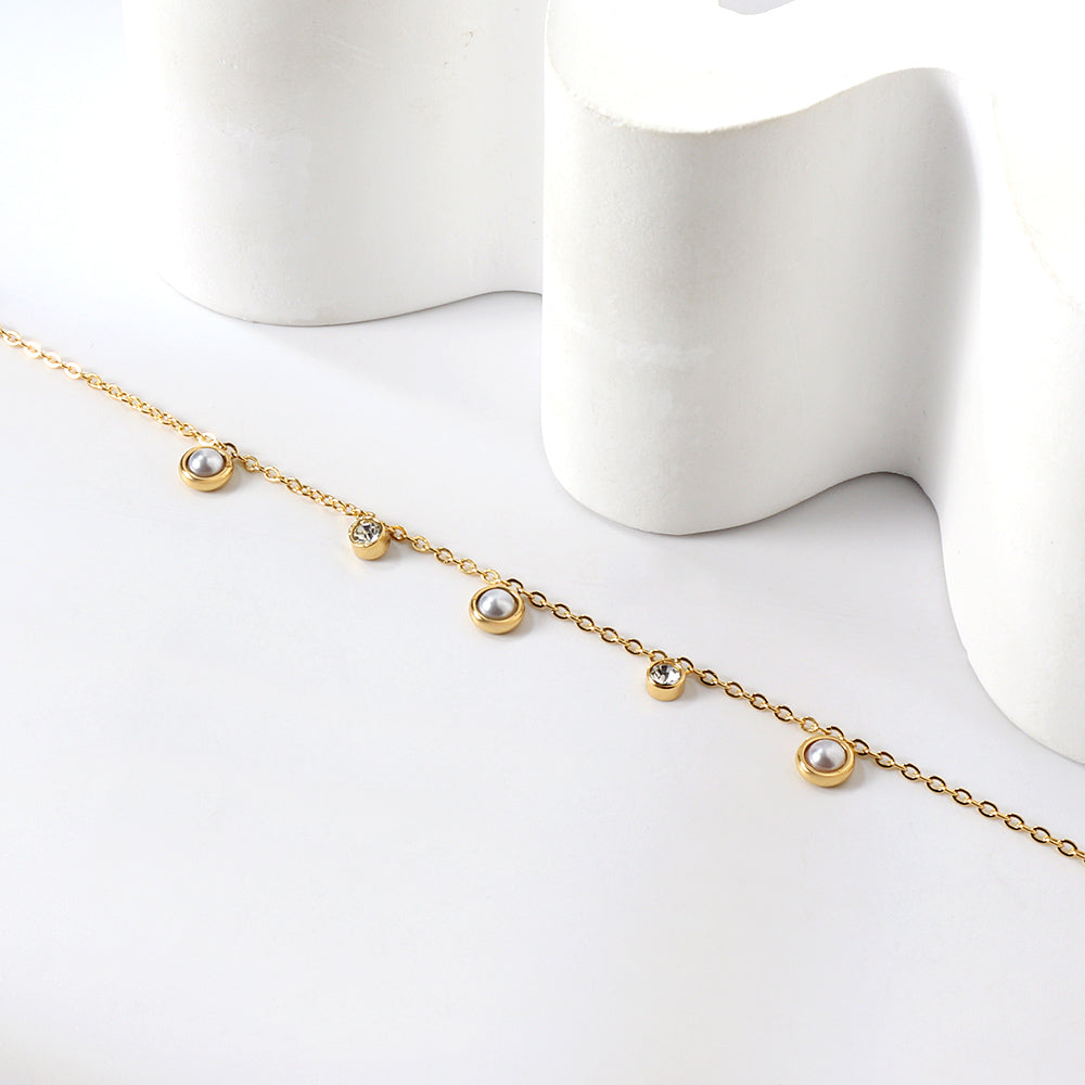 ZANORA - 3 Round White Half Pearls Bracelet