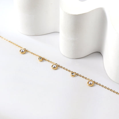 ZANORA - 3 Round White Half Pearls Bracelet