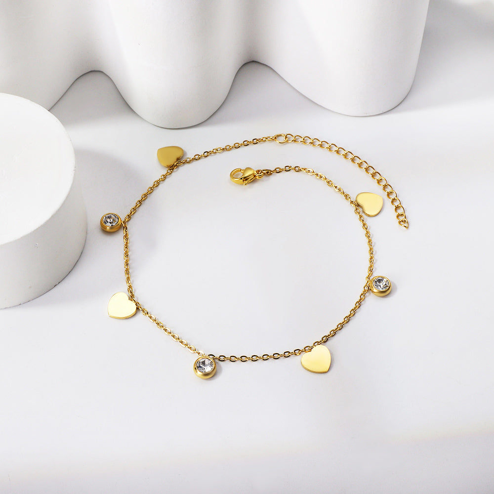 ZANORA - 4 Hearts + 3 Round Diamond Bracelet