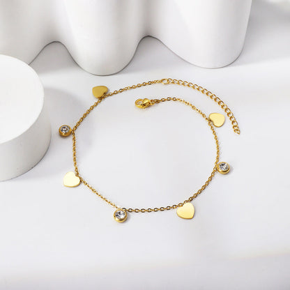 ZANORA - 4 Hearts + 3 Round Diamond Bracelet