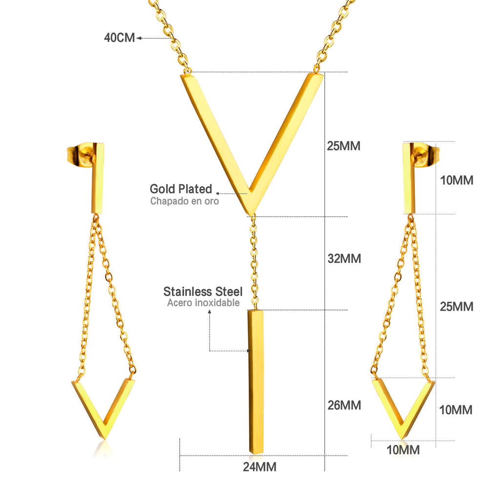 ZANORA Vowline - Glossy V-Shape Jewelry Set