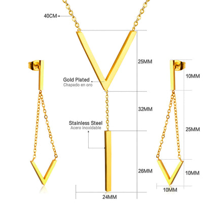 ZANORA Vowline - Glossy V-Shape Jewelry Set