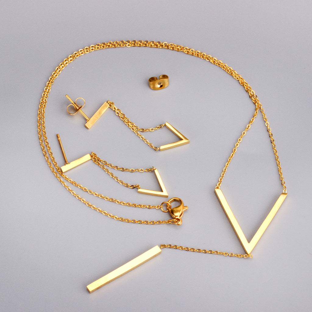 ZANORA Vowline - Glossy V-Shape Jewelry Set