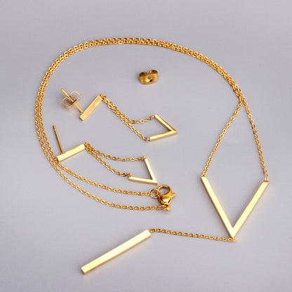 ZANORA Vowline - Glossy V-Shape Jewelry Set