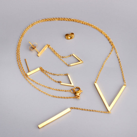 ZANORA Vowline - Glossy V-Shape Jewelry Set