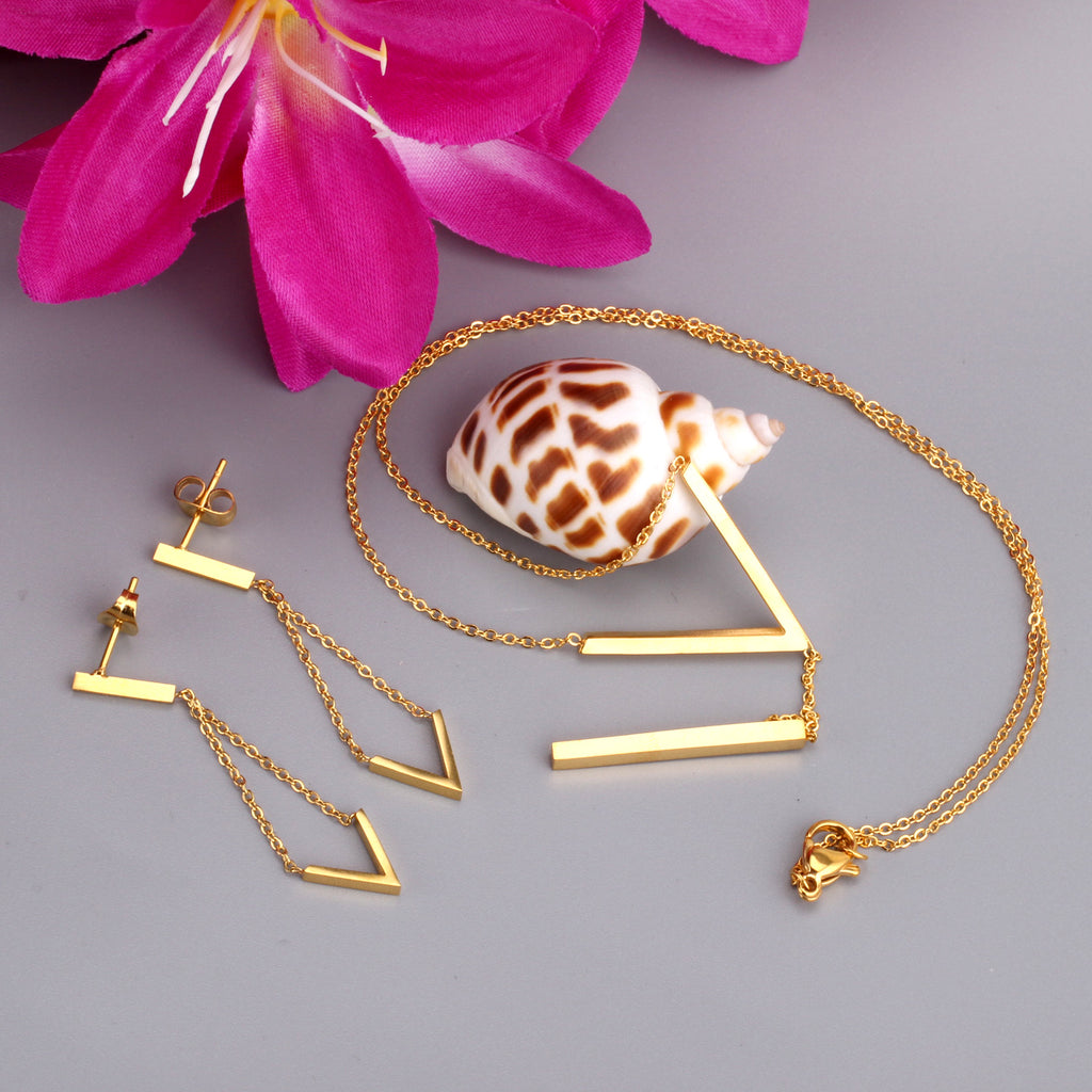 ZANORA Vowline - Glossy V-Shape Jewelry Set