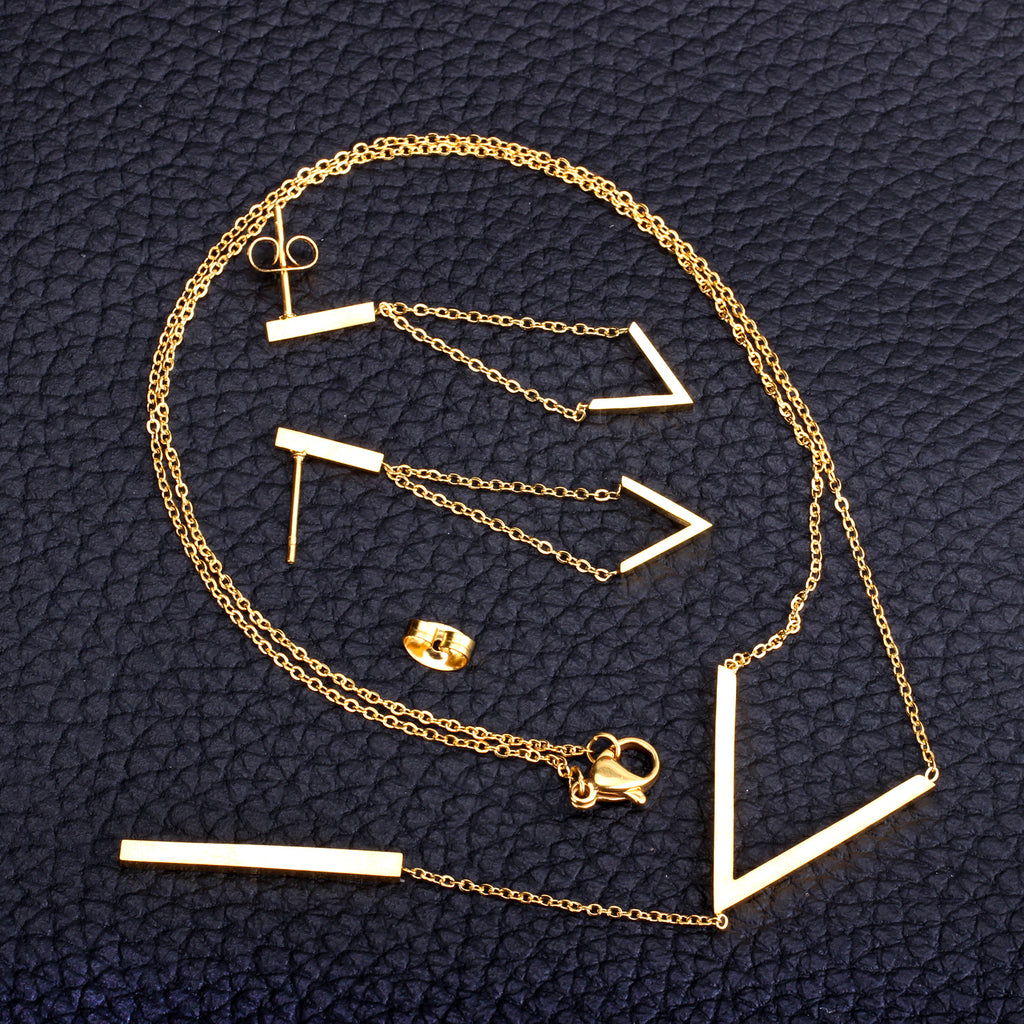 ZANORA Vowline - Glossy V-Shape Jewelry Set