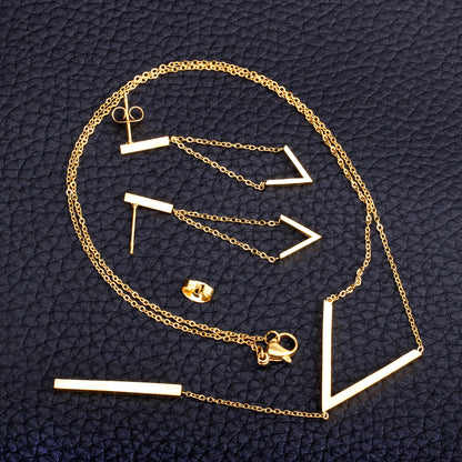 ZANORA Vowline - Glossy V-Shape Jewelry Set
